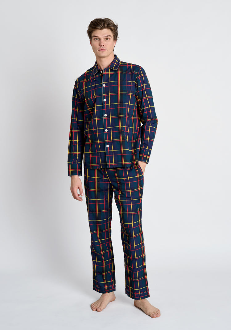 Henry Pajama Set in Sateen Holiday Plaid